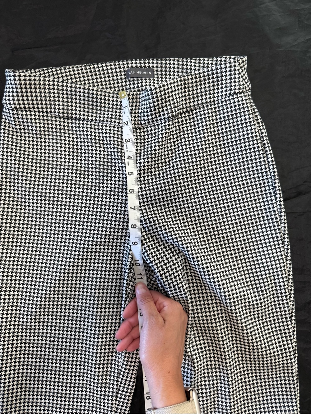 Van Heusen Black and White Houndstooth Skinny Pants with ankle zipper Size 6 - Picture 7 of 10